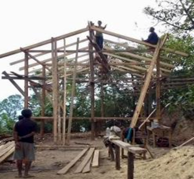 Frame of church is being put together