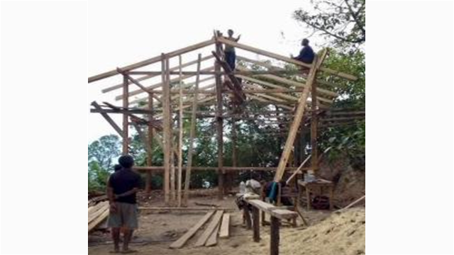 Frame of church is being put together